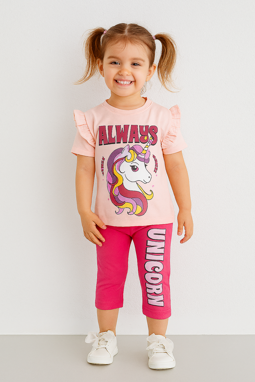 Always Happy Unicorn Girls Summer Set – Pink & Magenta