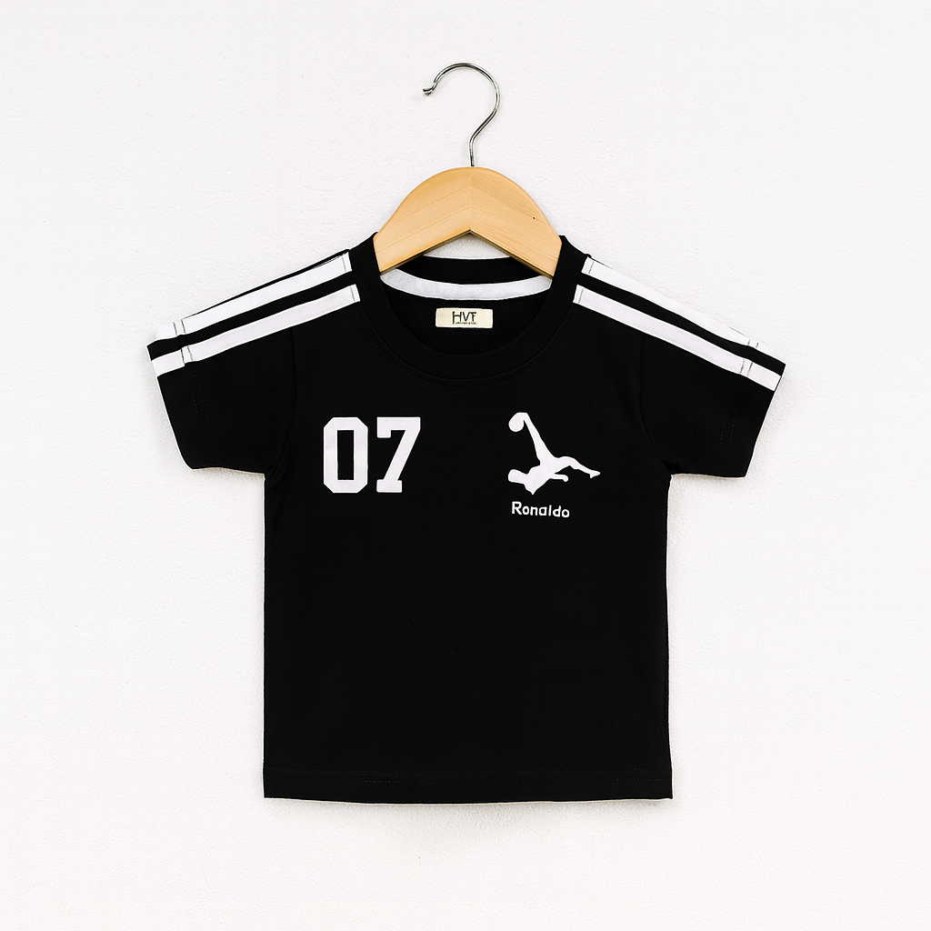 MYK Ronaldo Black Kids Sportswear-T-Shirt & Shorts Set