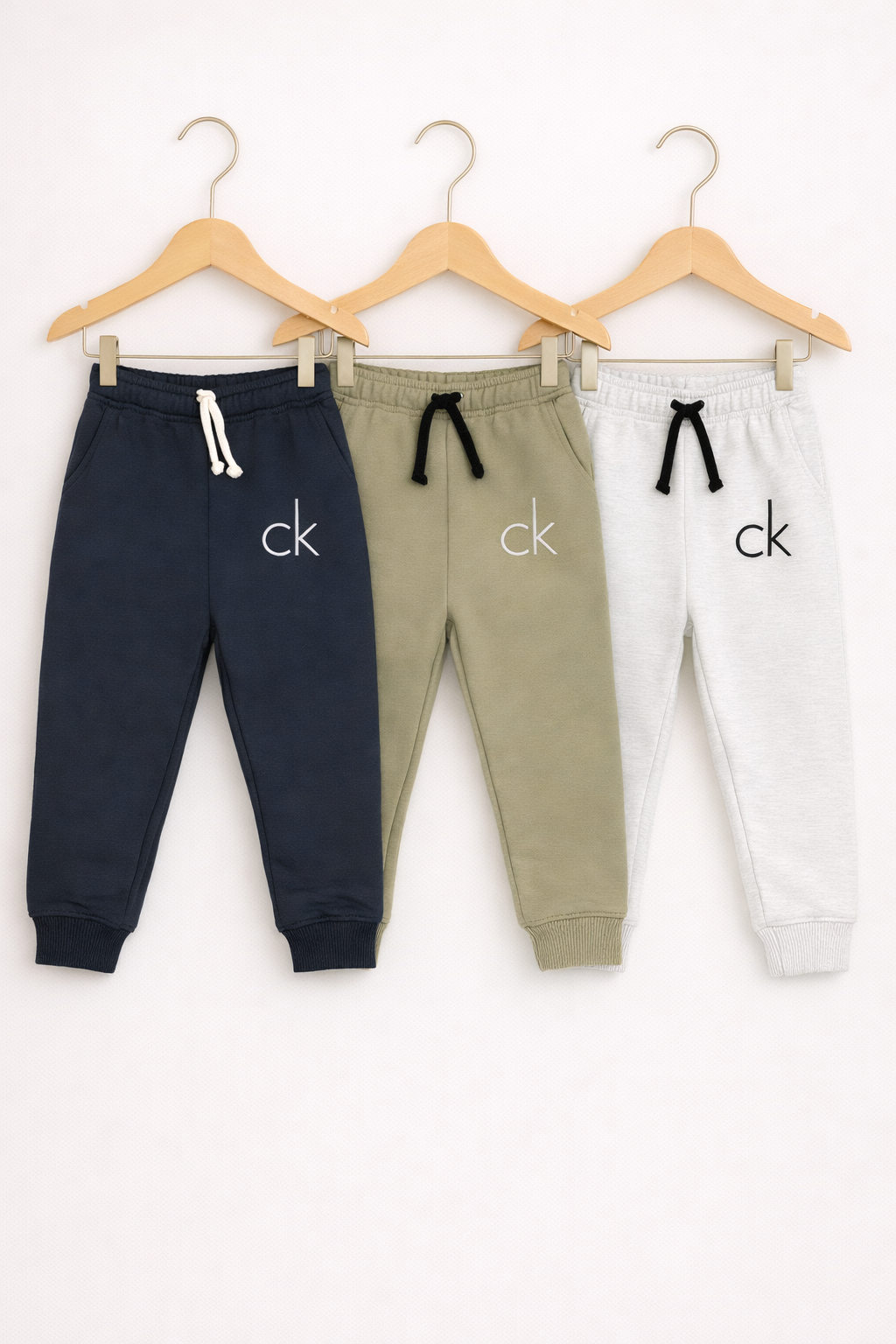 Set of 3 Joggers (Navy, Olive & Light Grey) – CHECK