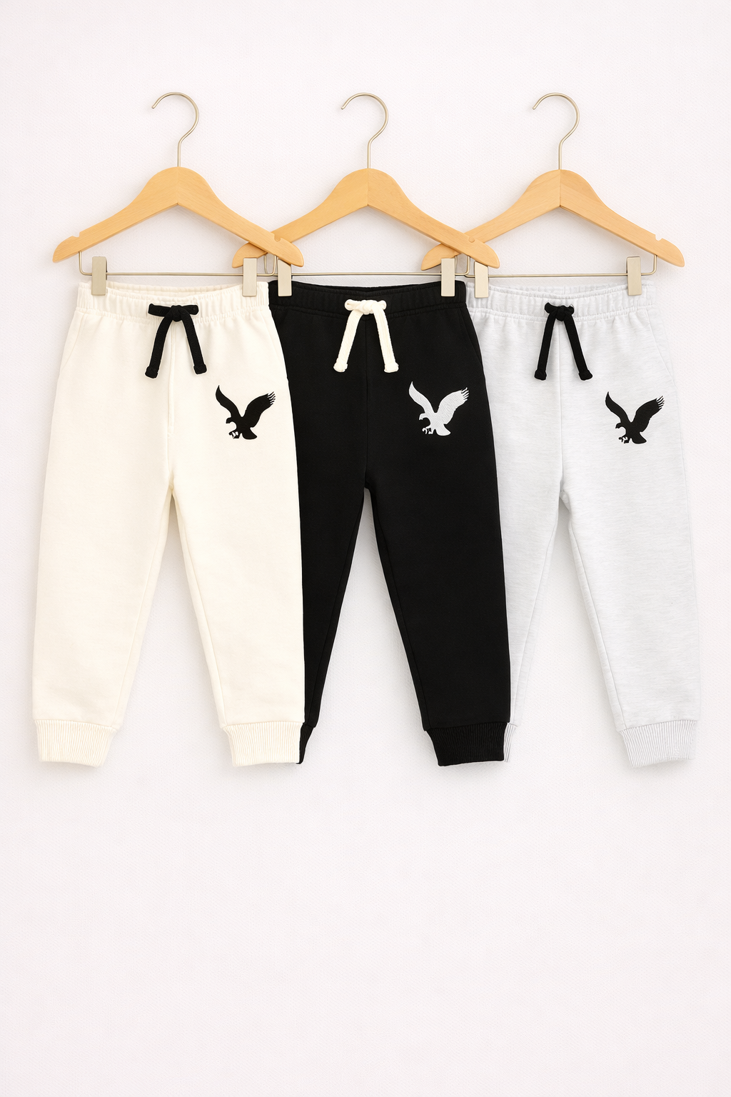 Set of 3 Joggers Black White & Light Grey) – EG