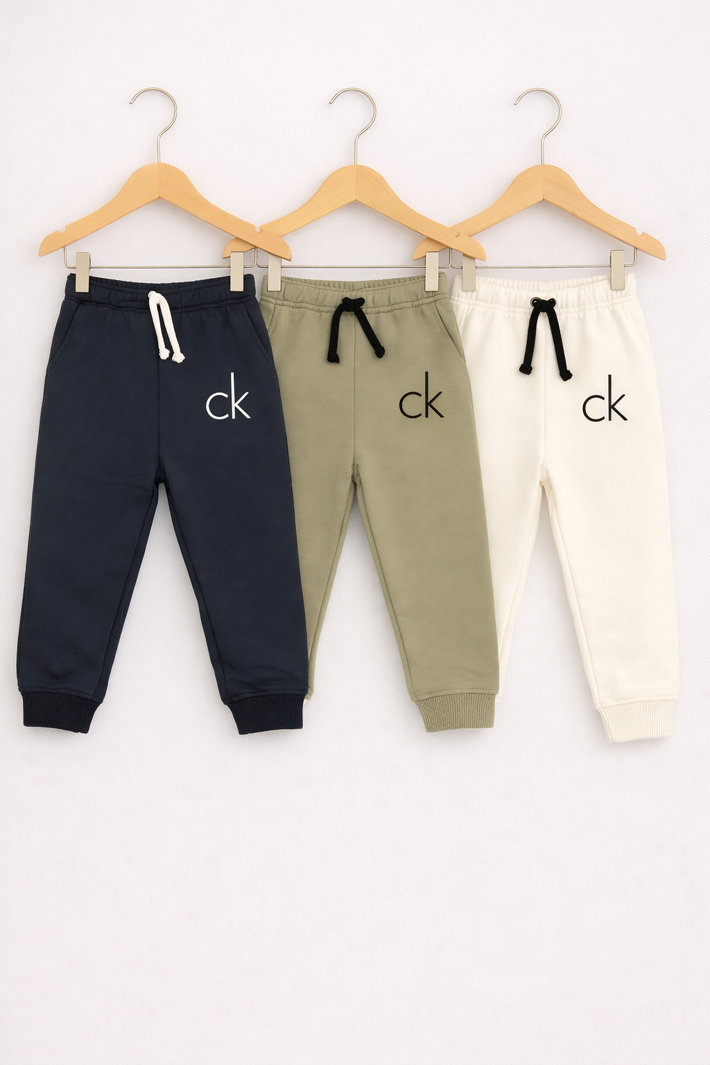 Set of 3 Joggers (Navy, Olive & Off White) – CHECK