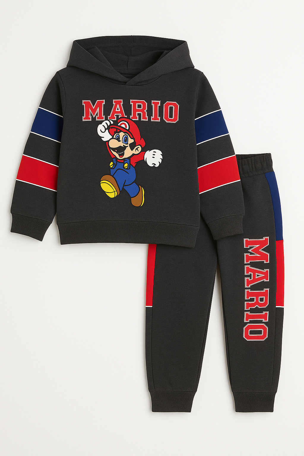 Super Mario Printed Winter Tracksuit (Sweatshirt + Joggers) for Kids