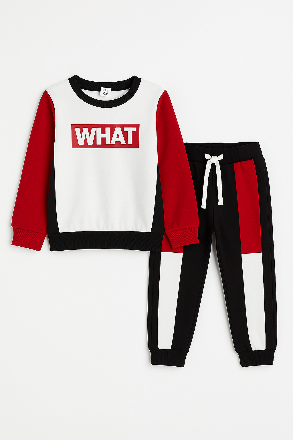 2pcs Boys What Black & Red Color Outfit Sweatshirt With trouser Casual Long Sleeve Kids Clothes