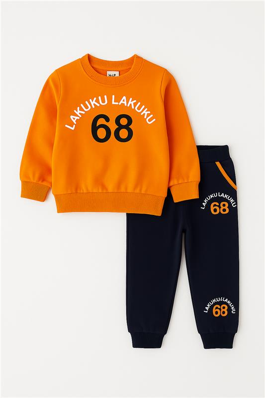 Toddler Boys Casual Sports Outfit Long Sleeve Letter Graphic Sweatshirt with Pocket Trouser