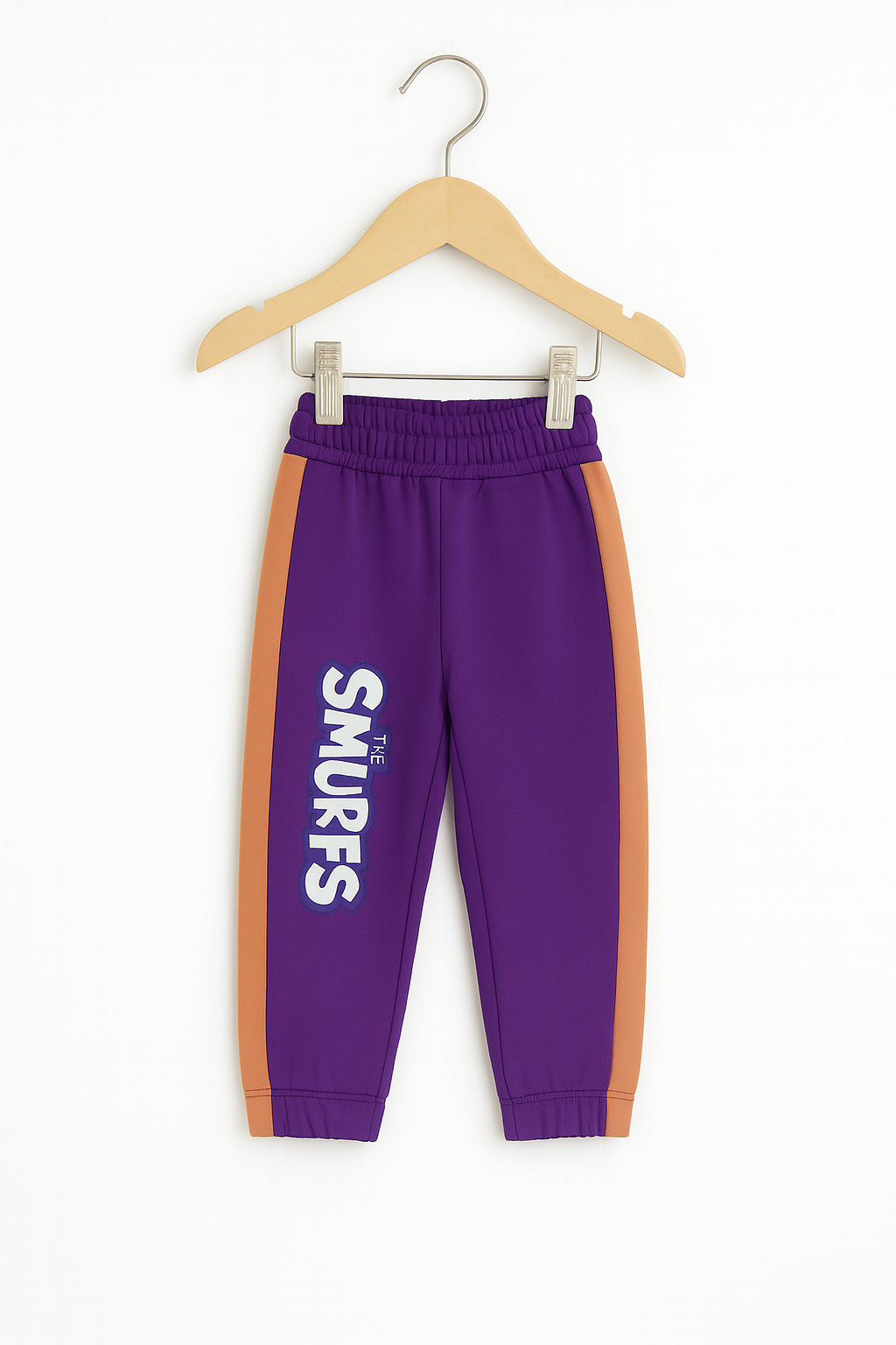 Baby Girls The Smurfs Print Peach Fleece Hoodie With Blue Panel Trouser 2 Piece premium Quality Set