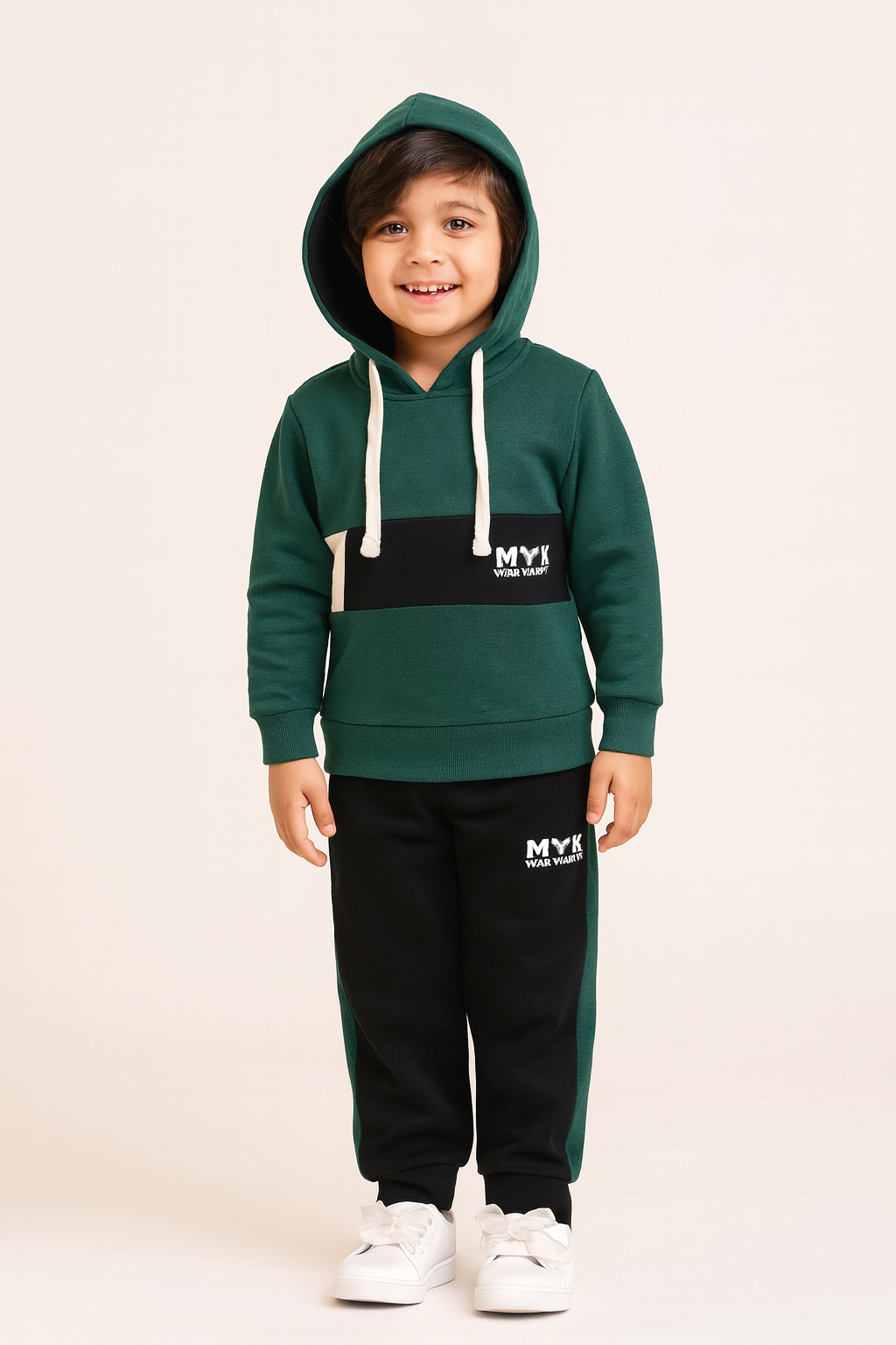 Baby Boy MYK Green Hoodie With Black Trouser Imported