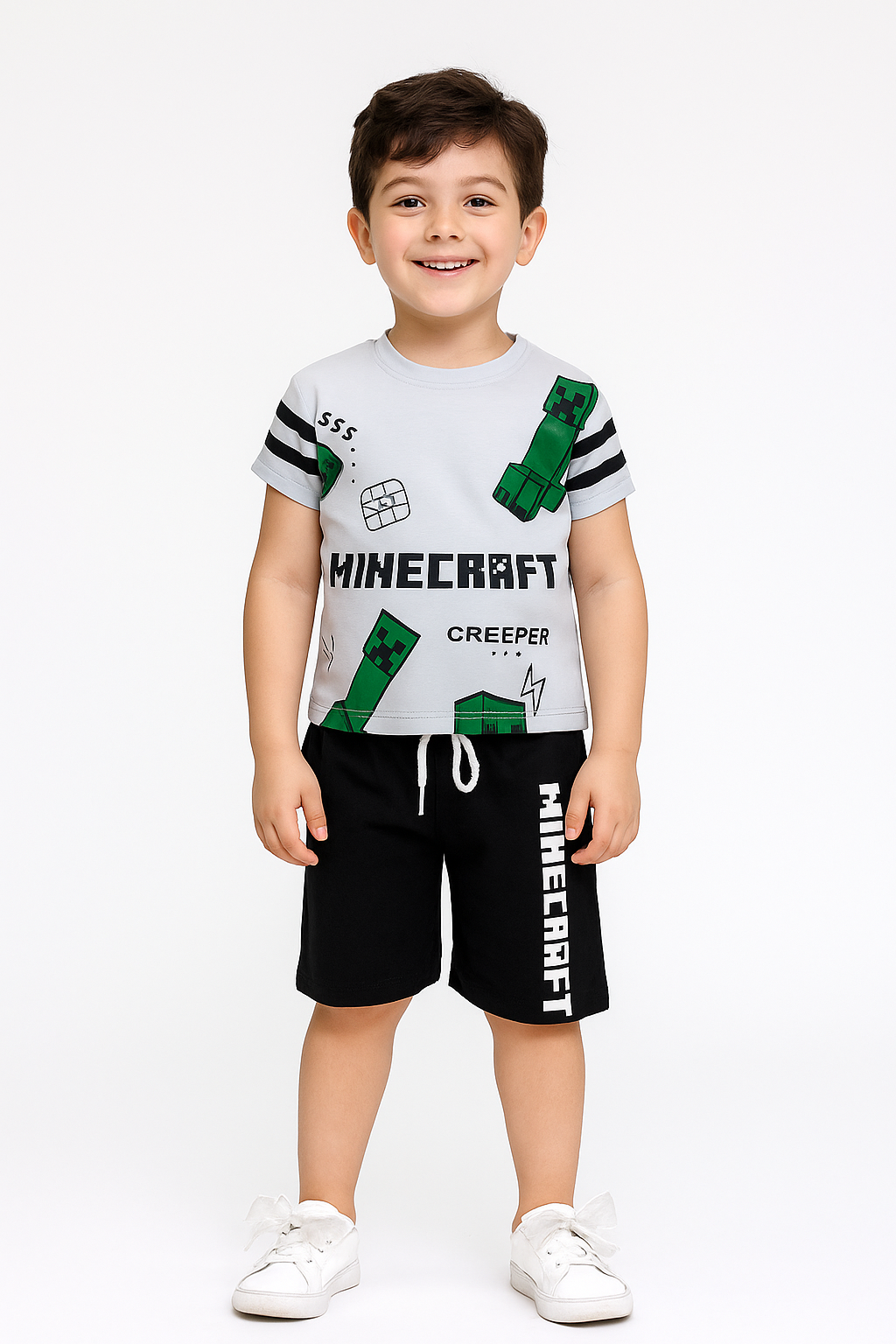 Boys’ “Minecraft Creeper” Summer Outfit Set