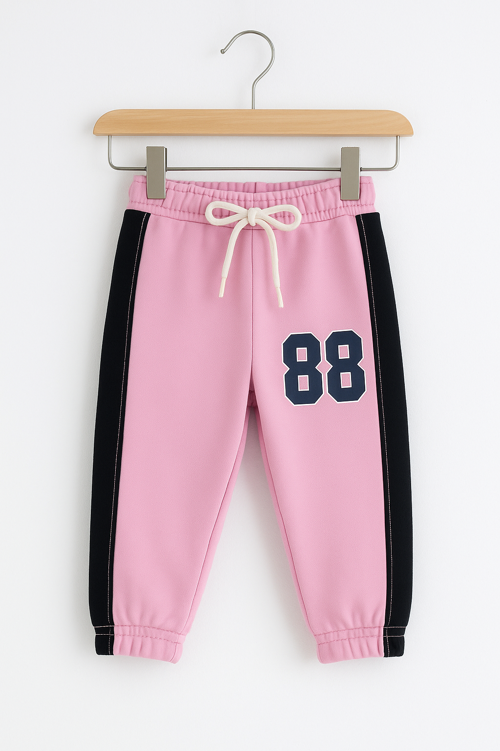 Confident 88 Kids Tracksuit pink pants with navy side panels and bold 88 logo, stylish kids athletic wear.