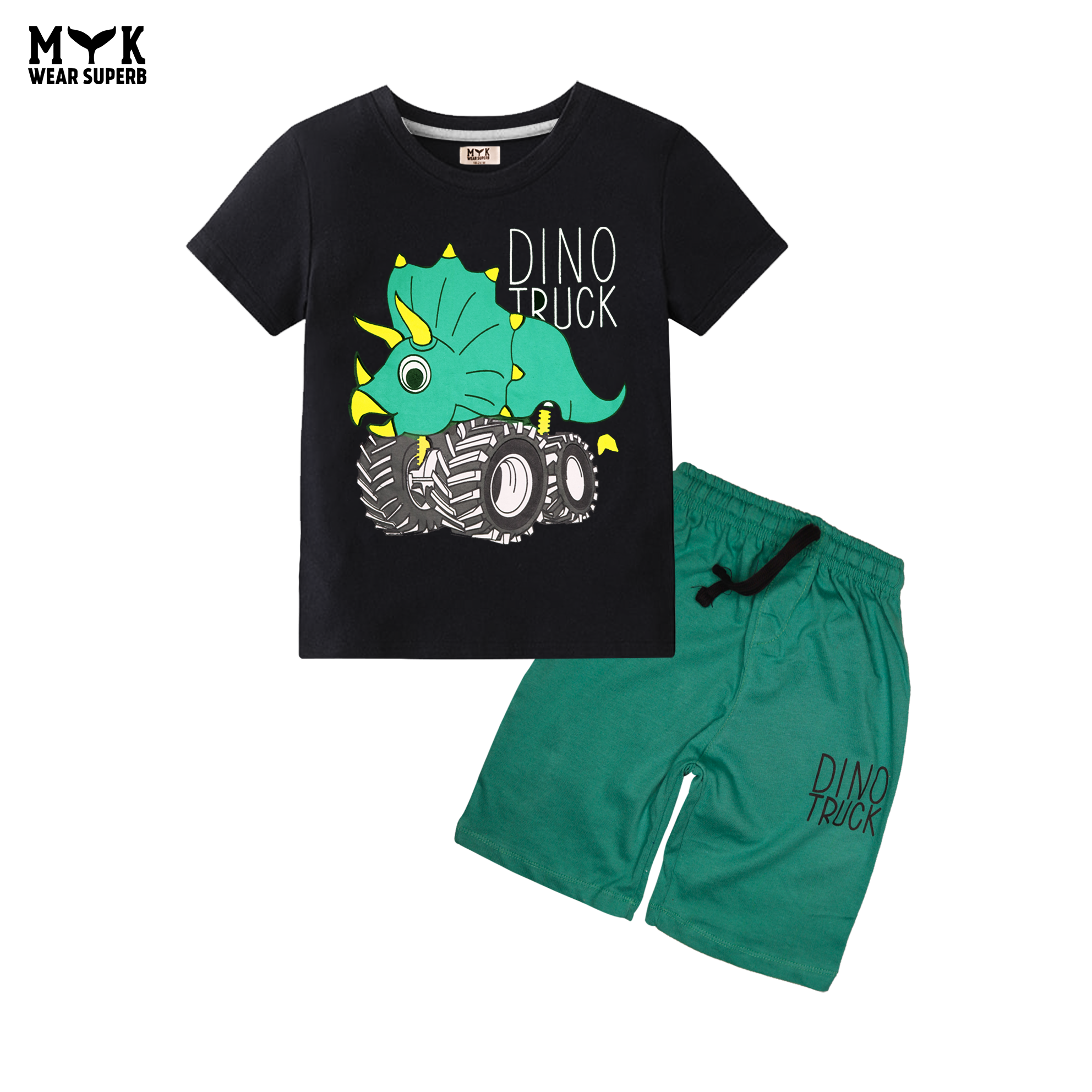 Dino Truck Summer Shorts Set for Boys