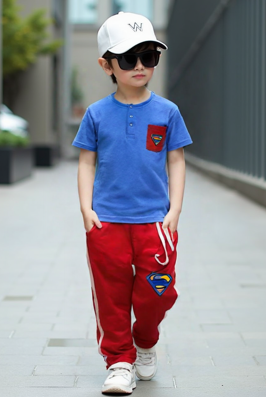Boys Blue & Red Superhero Summer Set