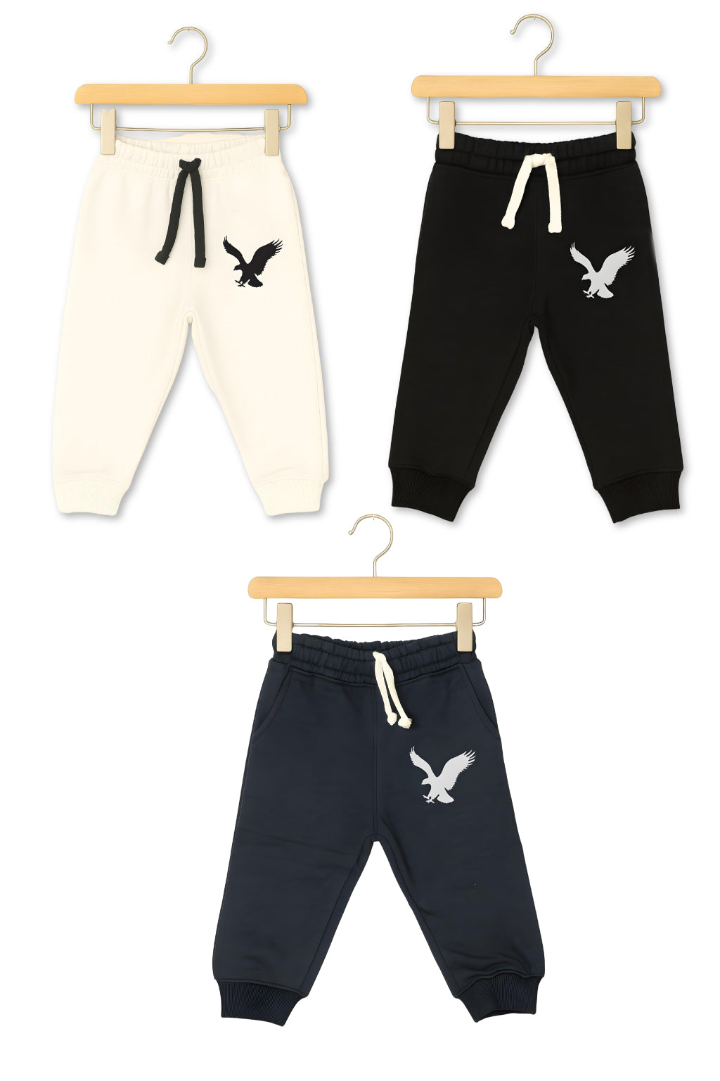 Set of 3 Joggers Black Light Grey & White