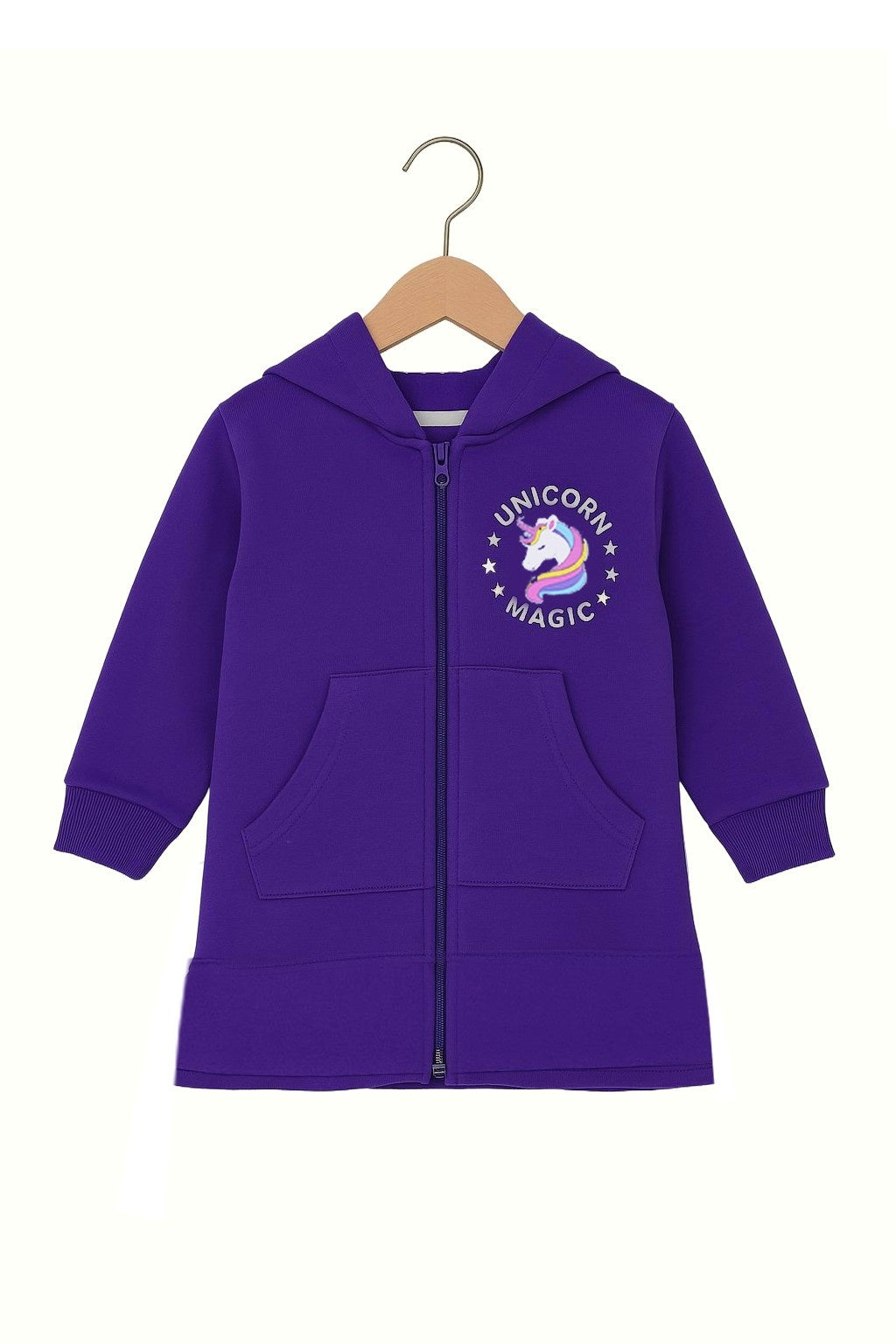 Unicorn Magic Kids Zip-Up Hoodie & Pant Set – Purple