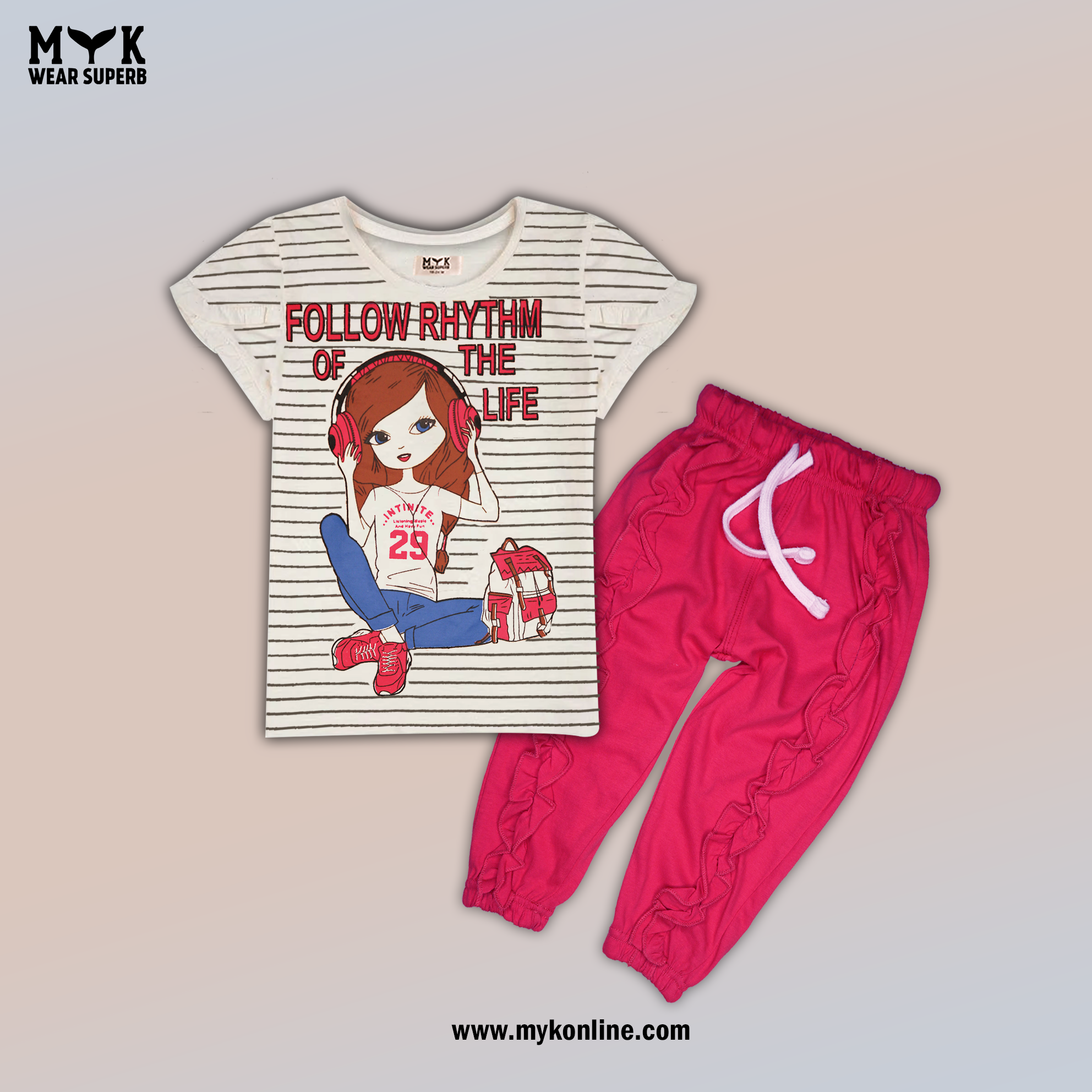 Fashion Girl print night suite white top and Red pajama – Cute & Comfy