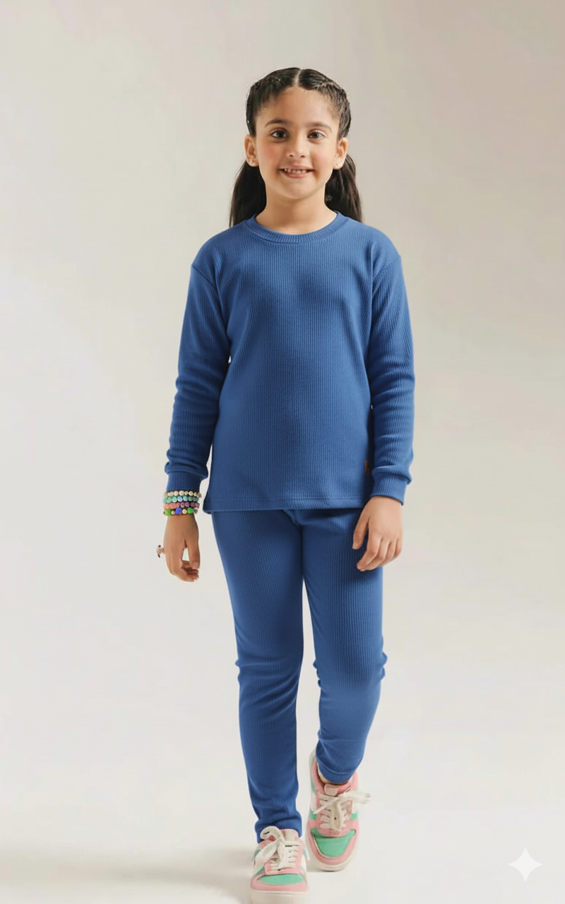 Warm Thermal Set for Boys and Girls Blue Kids Inner Suit