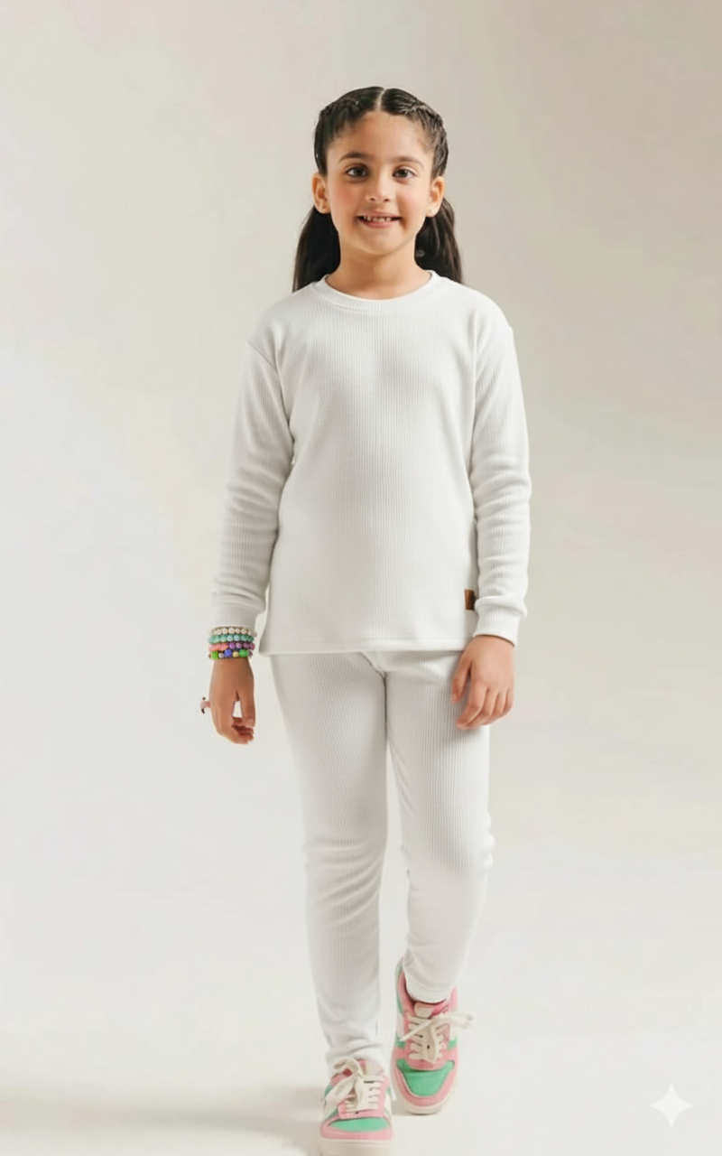 Warm Thermal Set for Boys & Girls | White Kids Inner Suit
