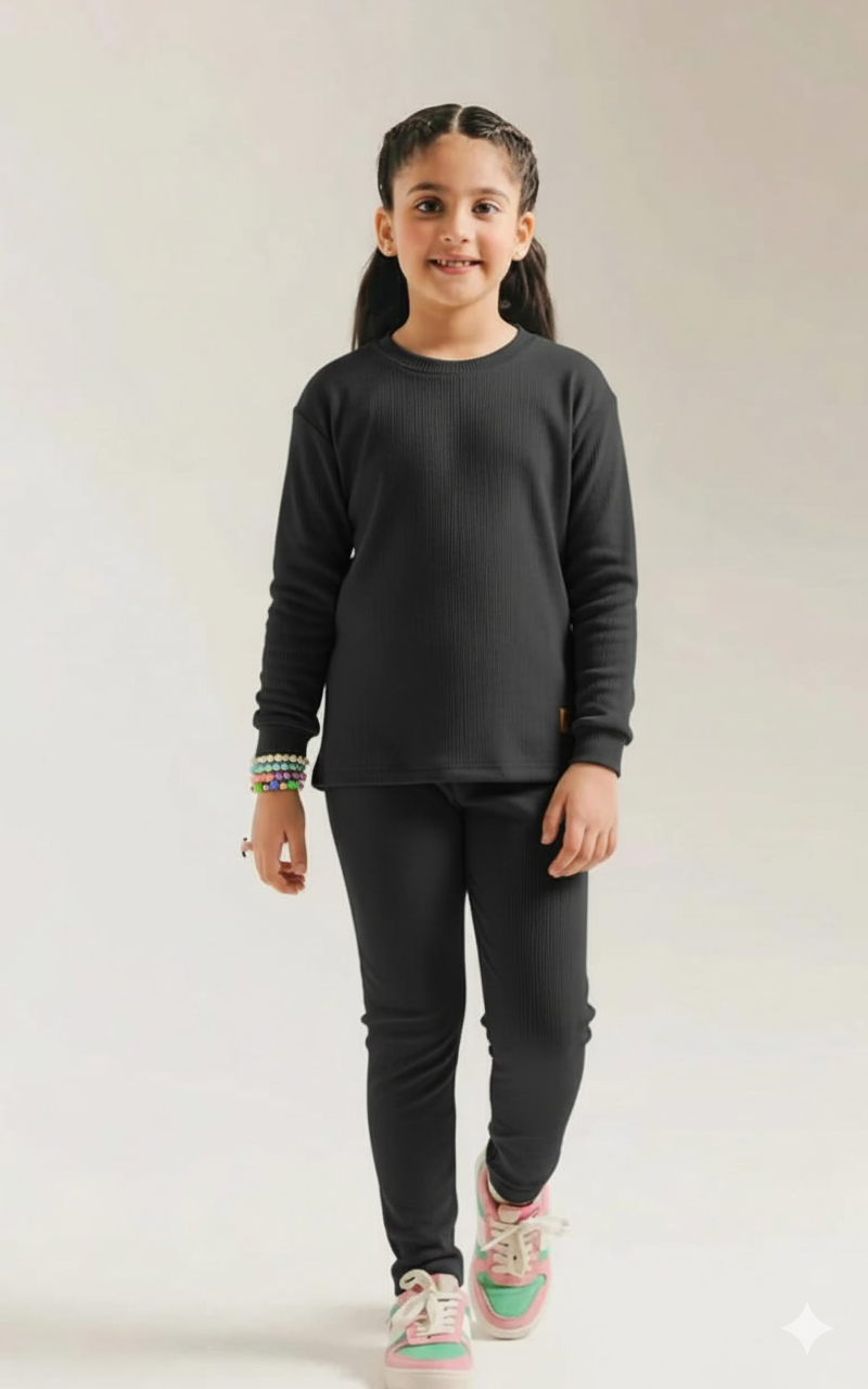 Warm Thermal Set for Boys & Girls | Black Kids Inner Suit