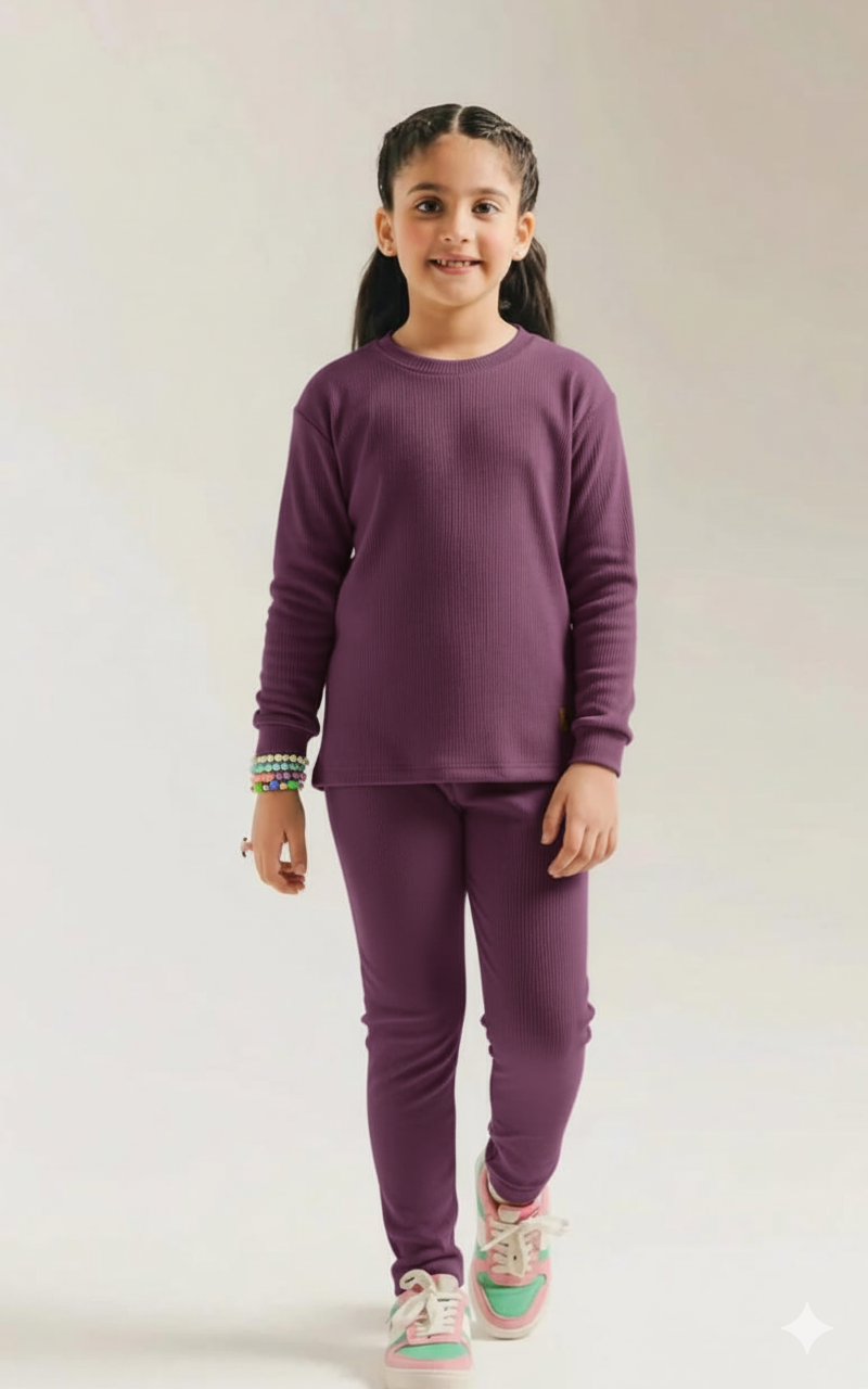 Warm Thermal Set for Boys and Girls Purple Kids Inner Suit