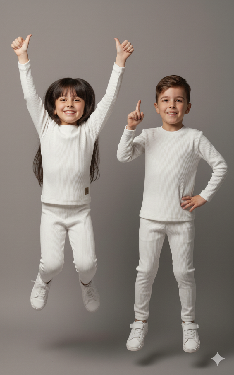 Warm Thermal Set for Boys & Girls | White Kids Inner Suit