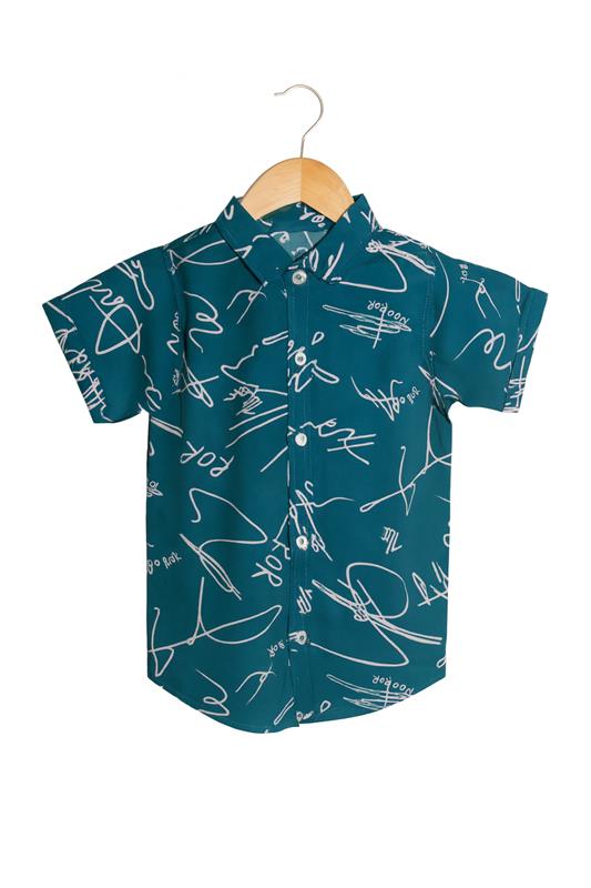 Teal Scribble Print Linen