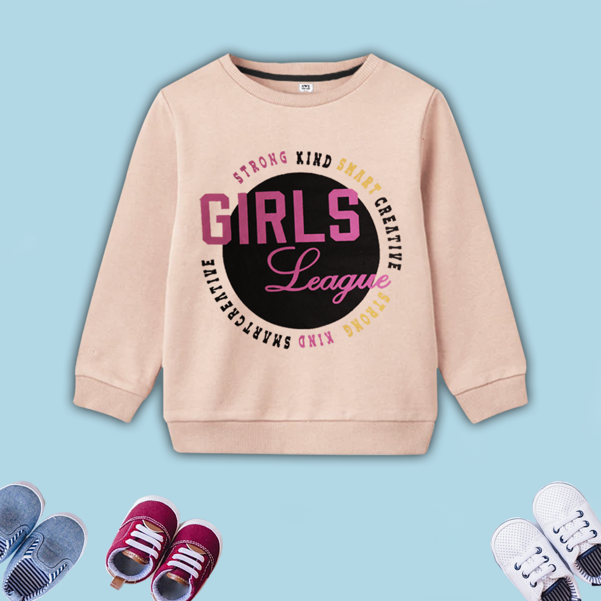 Baby Girl League Fleece Sweatshirt and Black Trouser 2 Piece Set Outfit