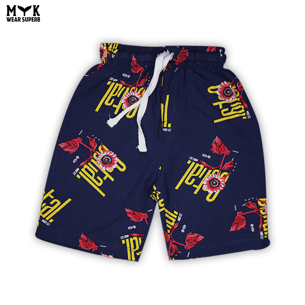 Boys' Printed Linen Shirt & Shorts Co-Ord Set – Navy Blue