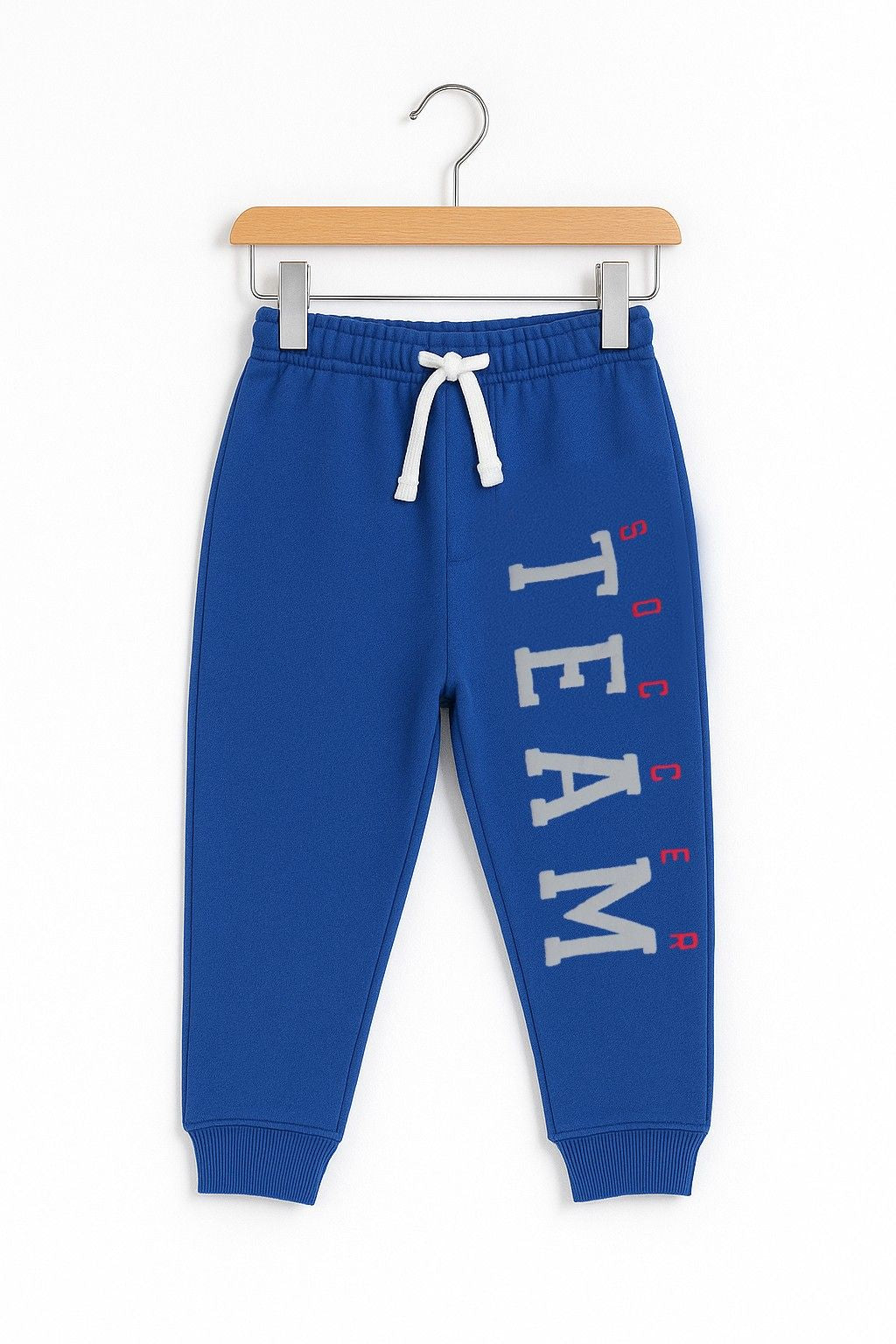 Kids Blue & White ‘Team Soccer’ Hoodie and Tracksuit Set