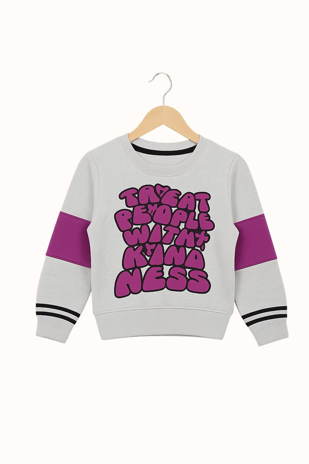 Kids Purple & White Kindness Message Tracksuit – ‘Treat People With Kindness’ Print