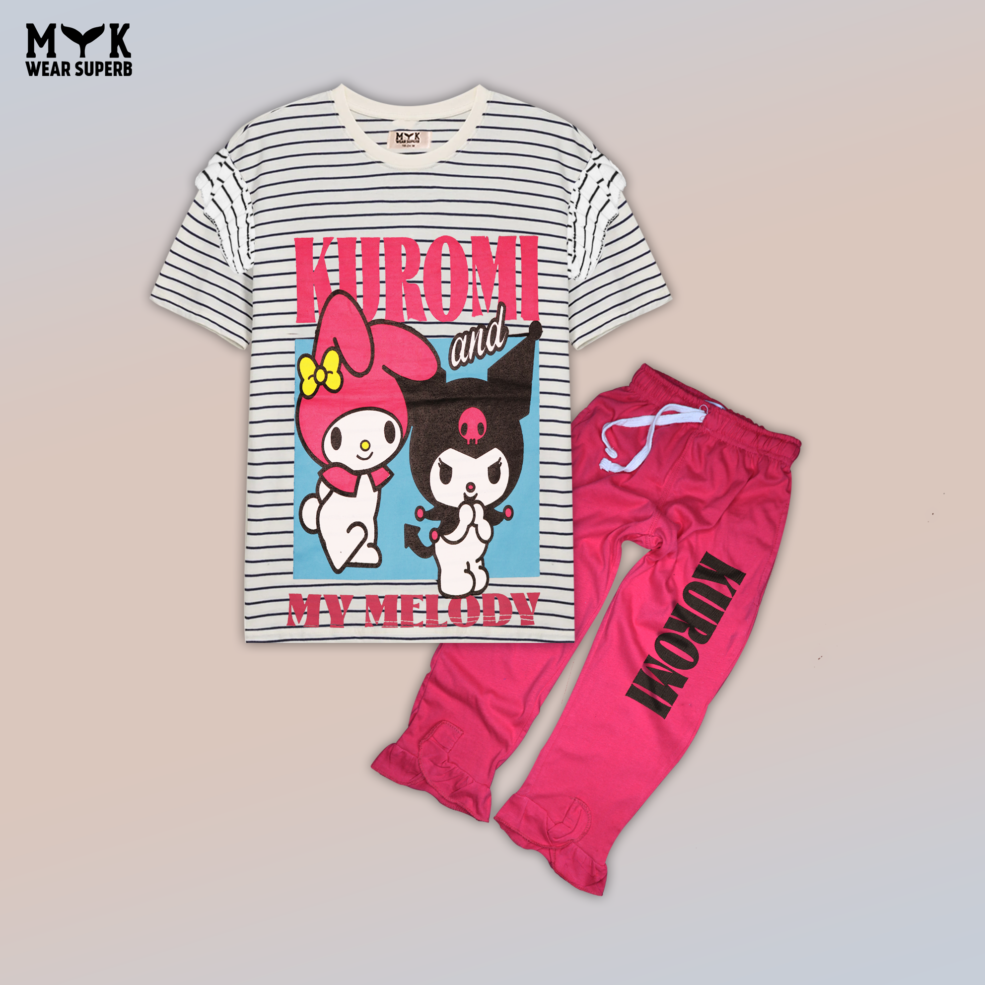 Kuromi & My Melody Girls' Summer Night Suit – Stylish & Comfy