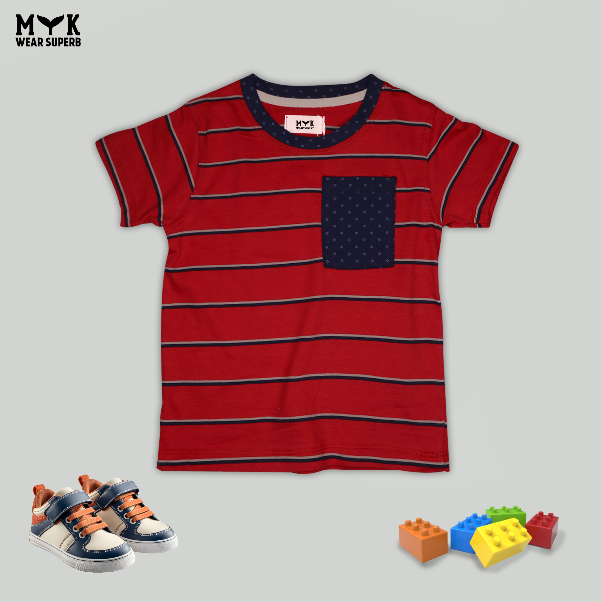 Trendy Striped & Dotted Kids Summer Outfit