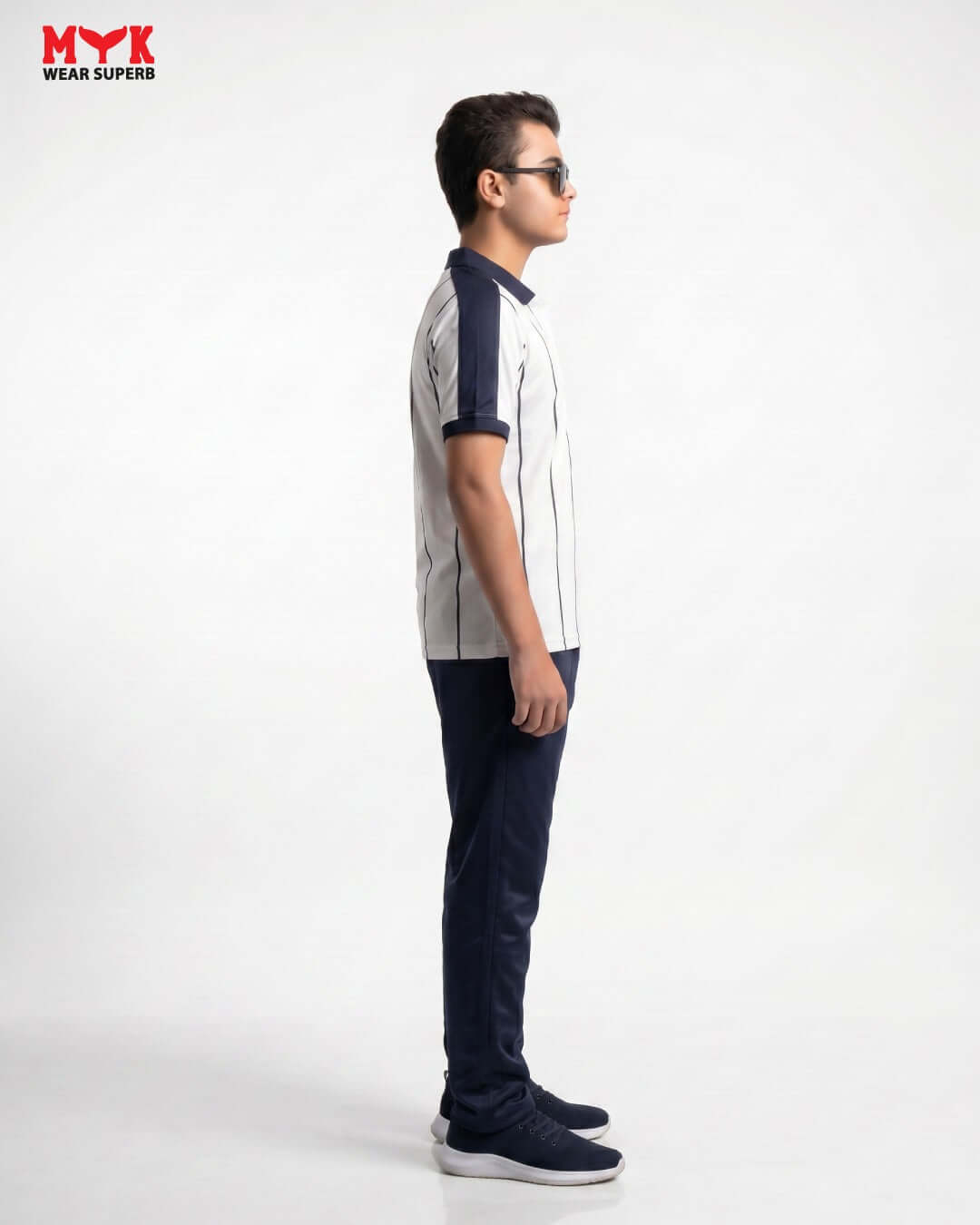 White & Navy Blue MYK Tracksuit