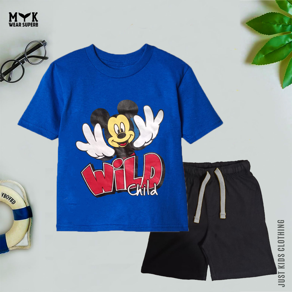 Little Children Summer Clothes Mickey Mouse Short Sleeve Shirt & shorts Clothing Set