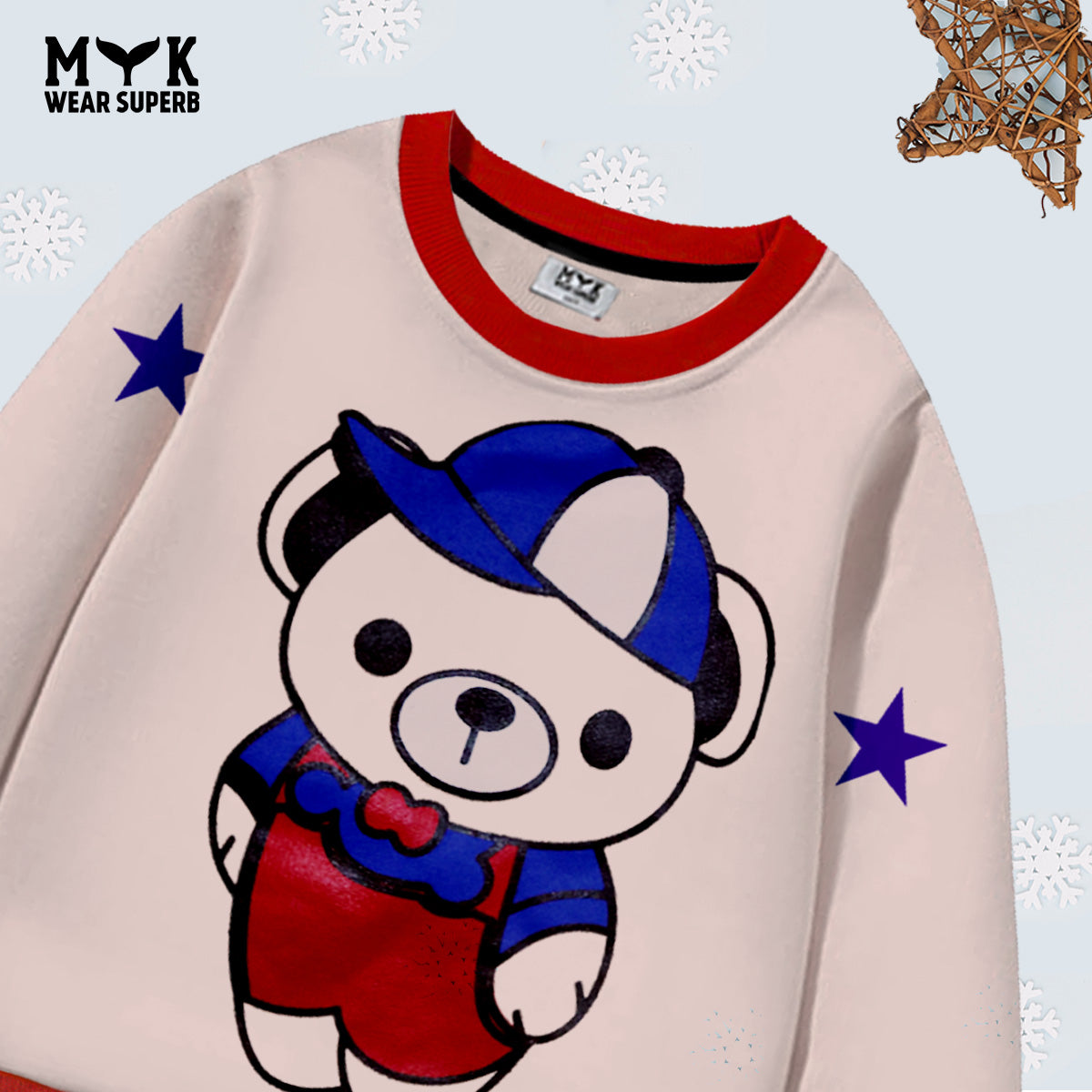 Kids Sweatshirt Bear Print Premium Quality Casual Long Sleeve