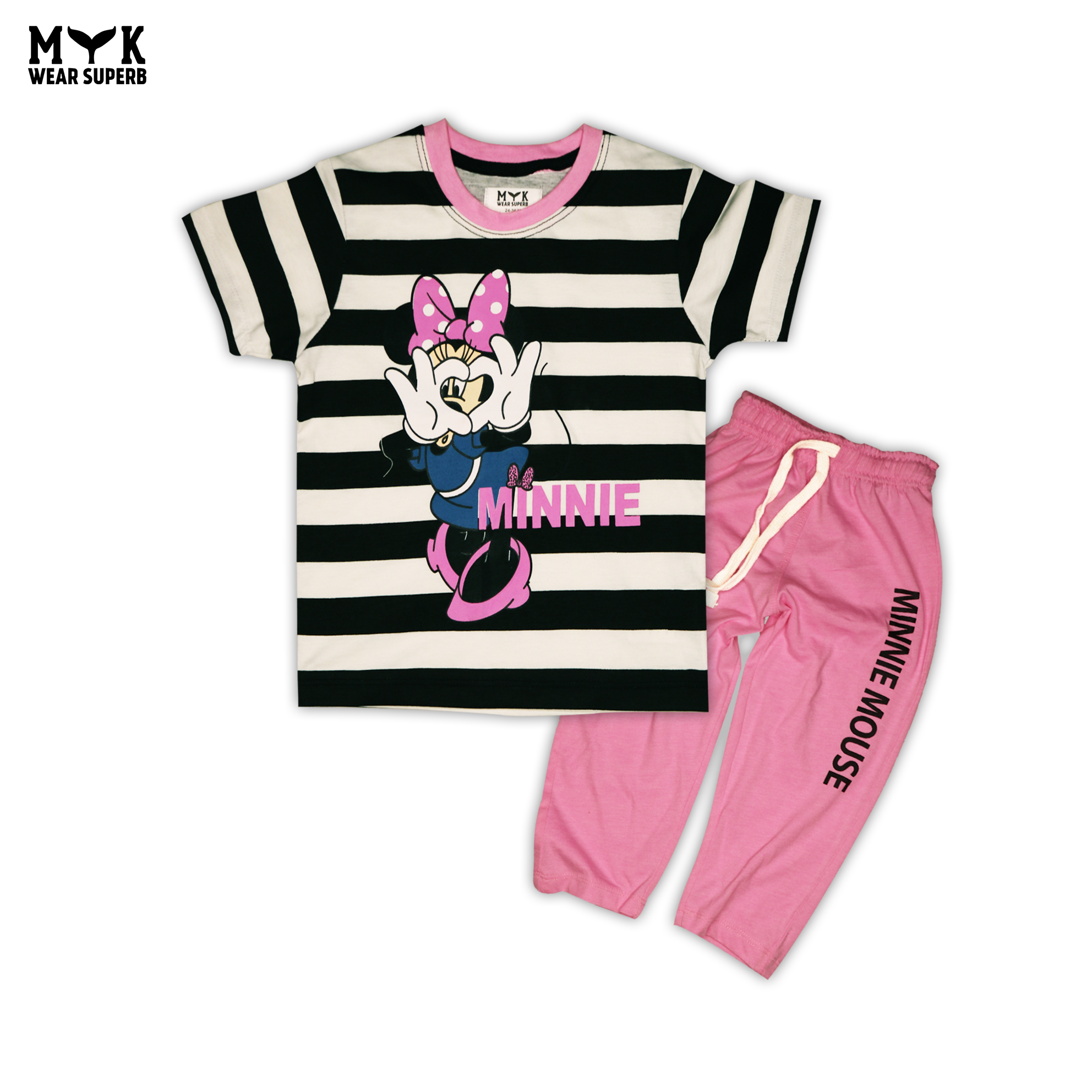 Minnie Mouse Striped Summer Outfit for Girls