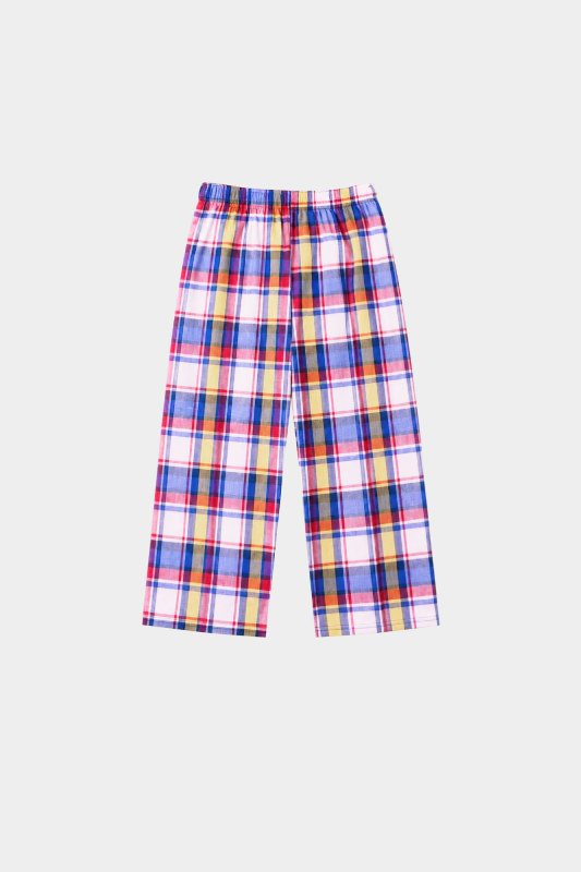 Girls Multicolor Checkered Flamingo 3 Piece Summer Co-Ord Set - MYK_Fatimas