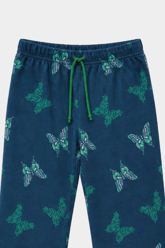 Girls Navy Blue Butterfly Print 2 Piece Summer Co-Ord Set Kids - MYK_Fatimas