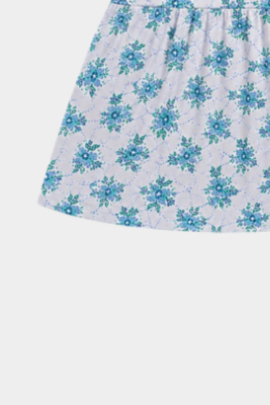 Girls Blue Floral Printed Summer Co-Ord Set for Kids Casual Wear - MYK_Fatimas