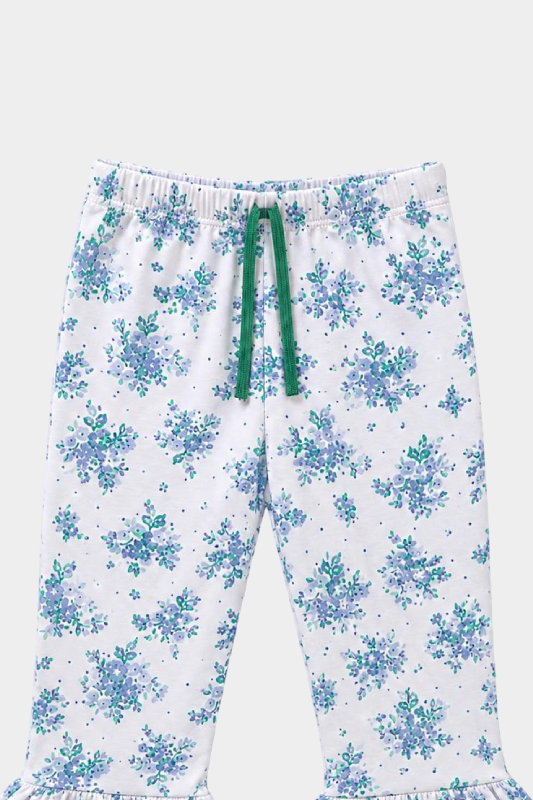 Girls Blue Floral Printed Summer Co-Ord Set for Kids Casual Wear - MYK_Fatimas