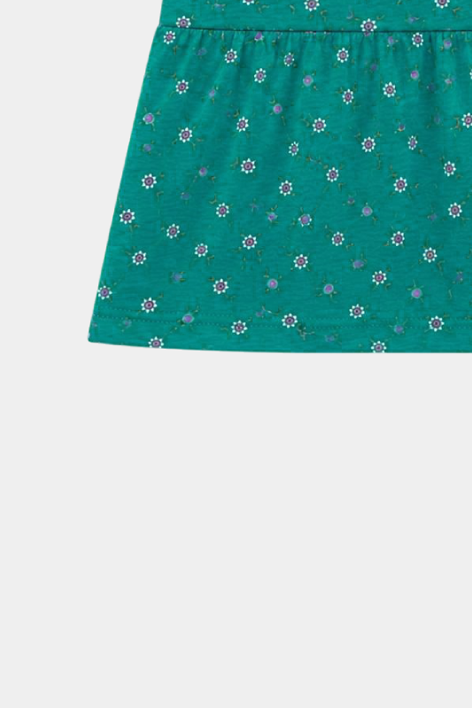 Girls Teal Floral Frill Sleeve Co-Ord Set for Summer Wear - MYK_Fatimas