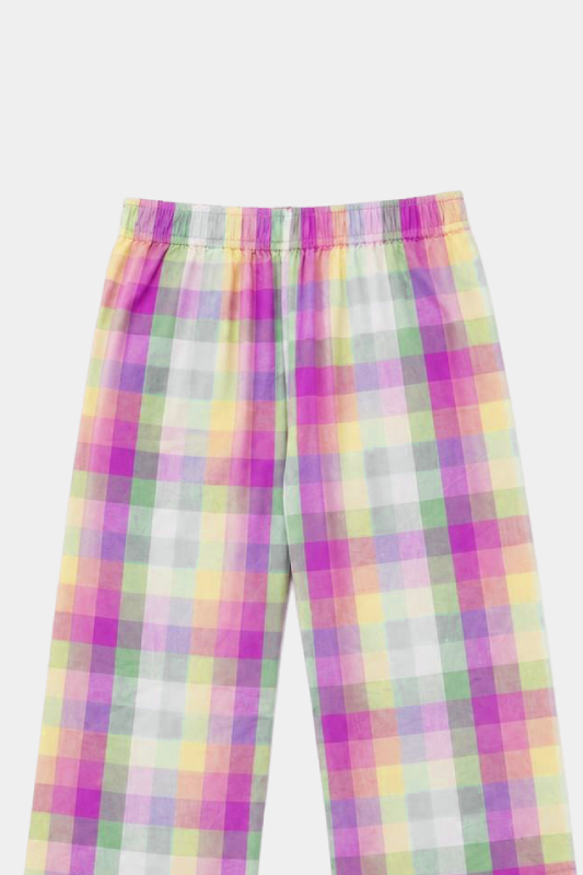 Girls Unicorn Printed 3 Piece Pastel Check Summer Co-Ord Set - MYK_Fatimas