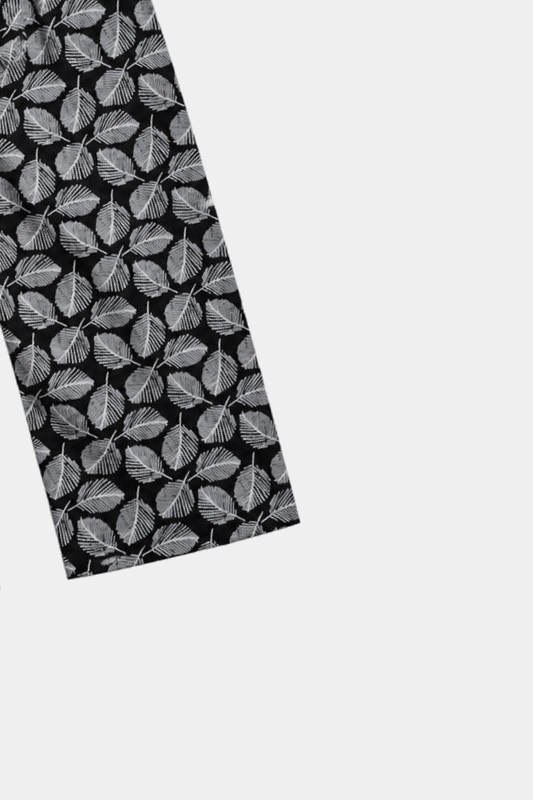 Girls Black & White Leaf Print 3 Piece Summer Co-Ord Set - MYK_Fatimas