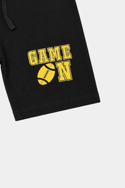 Boys Yellow & Black Game On Shorts Set – Summer Outfit