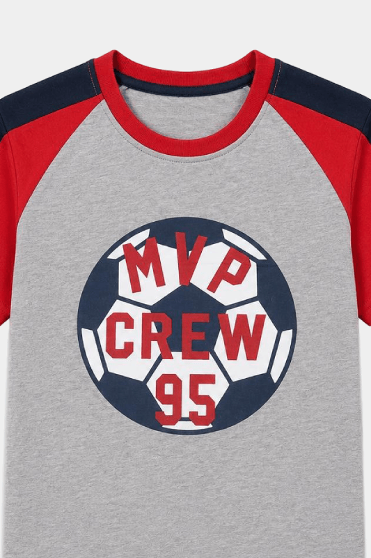 Boys Grey MVP Crew 95 Shorts Set – Summer Outfit - MYK_Fatimas