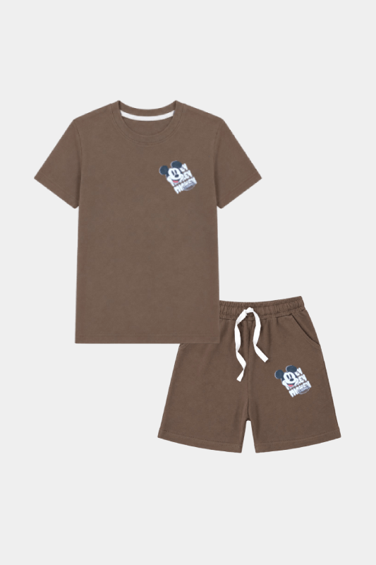 Boys Brown Cartoon Printed Nicker Shirt – Summer Outfit - MYK_Fatimas