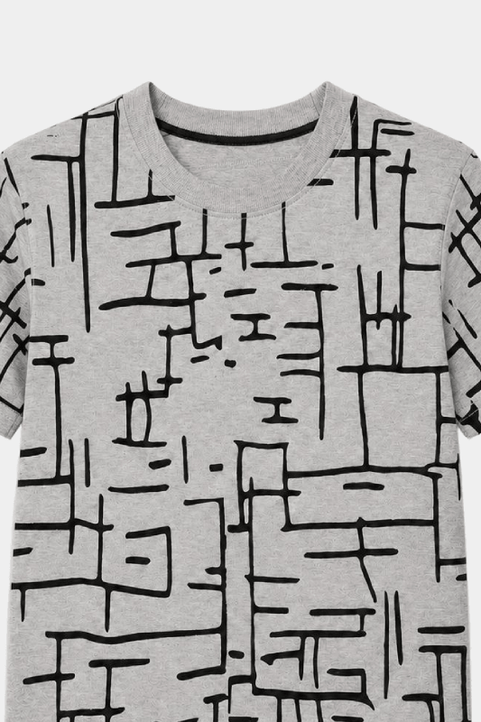 Boys Grey Printed Summer Nicker Shirt Set