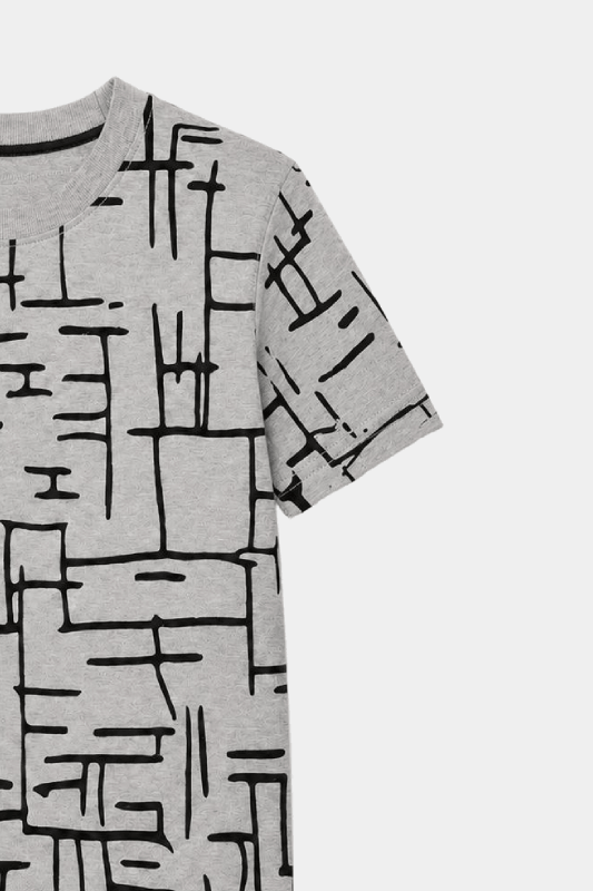 Boys Grey Printed Summer Nicker Shirt Set