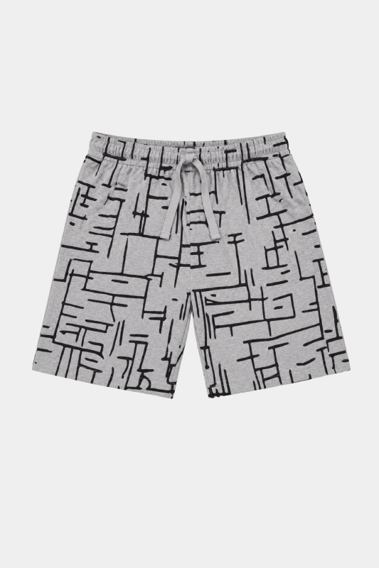 Boys Grey Printed Summer Nicker Shirt Set