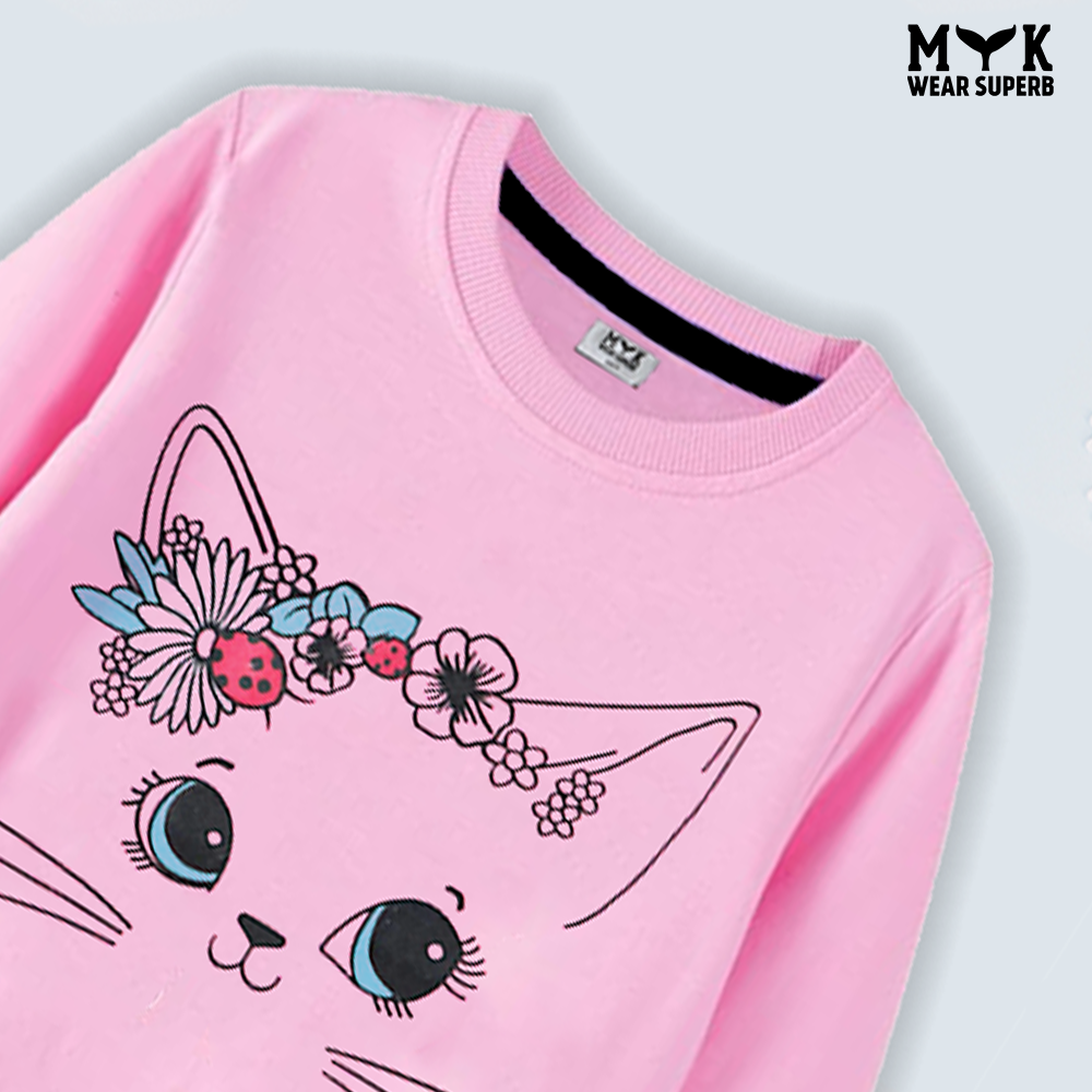 Cute Cat Print Girls Sweatshirt and Trouser in premium Quality for girls