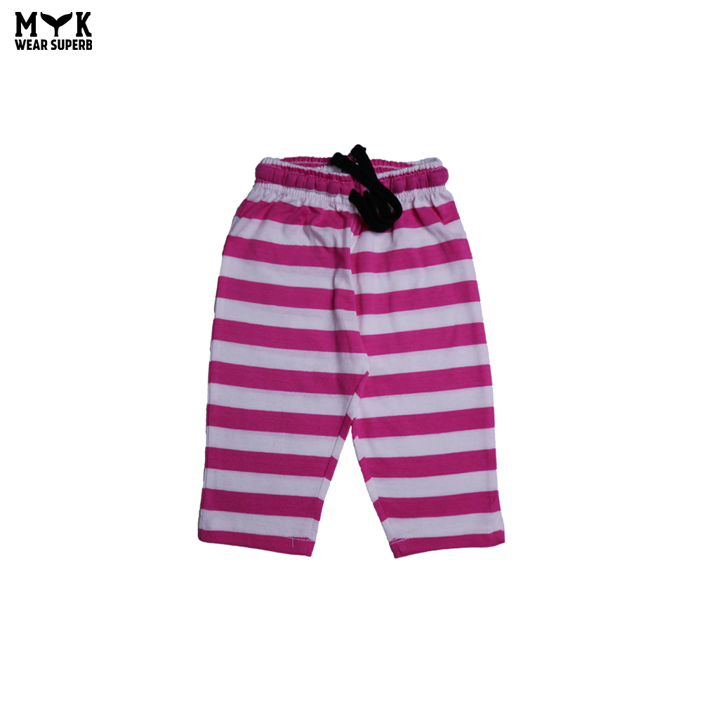 Cute Doll & Cat White Printed T-Shirt with Pink Striped Trouser Set