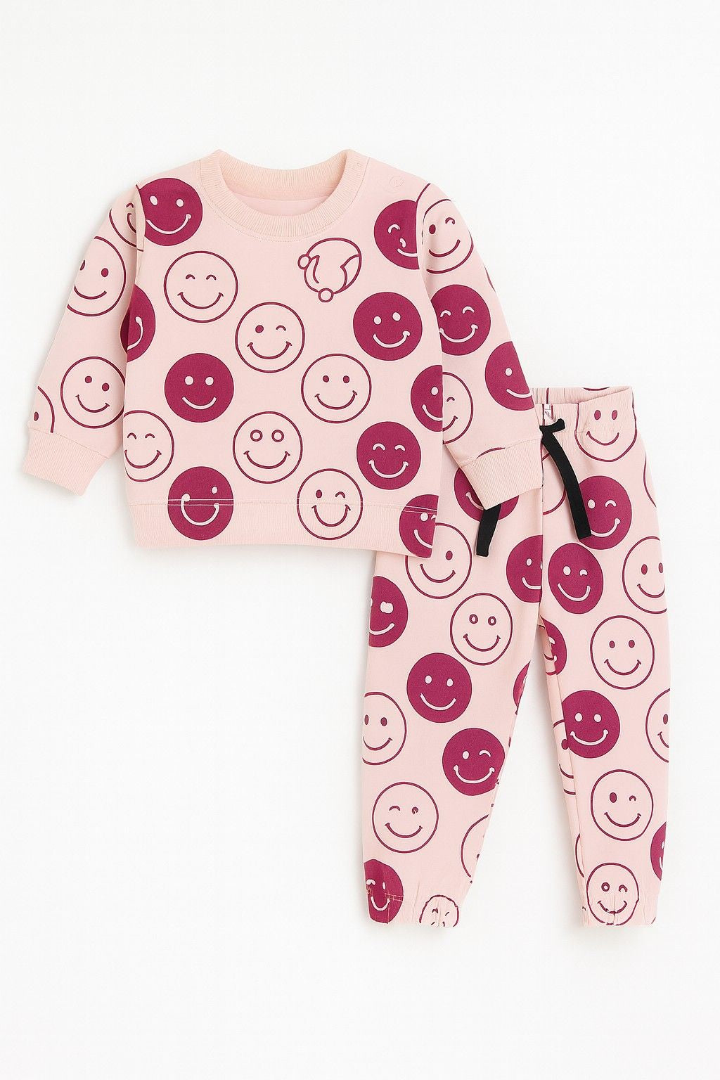 Pink Smiley Face Kids Tracksuit Fun Playful Set