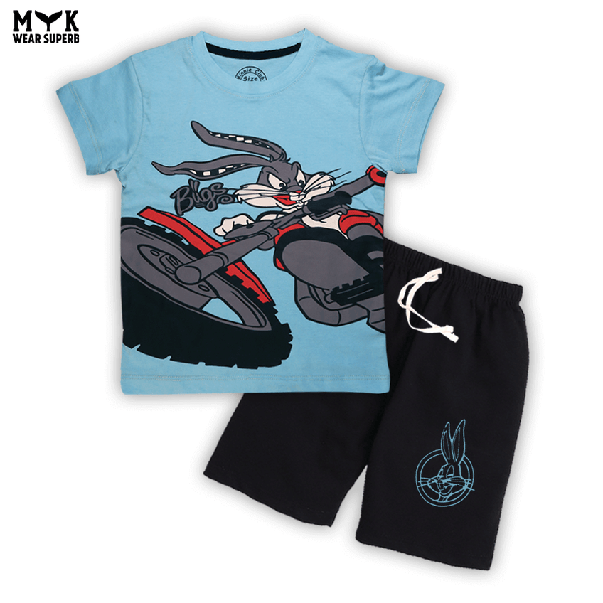 Bugs Bunny Boys' Summer T-Shirt & Shorts Set – Blue & Black